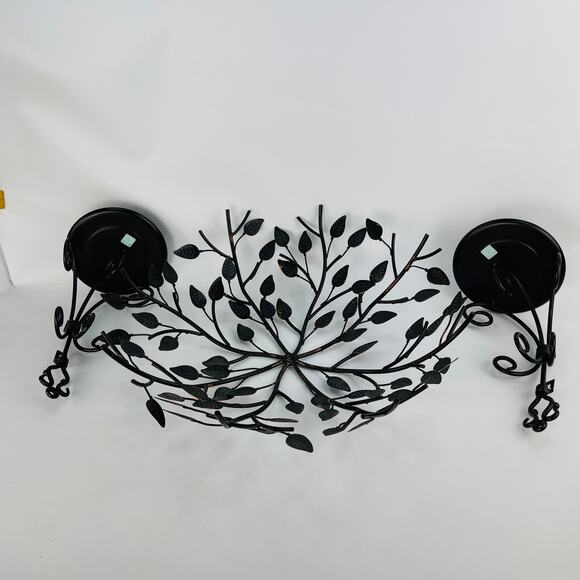 Party Lite Wall Sconces and Round Branch Leaf Wall Decor - Picture 7 of 7